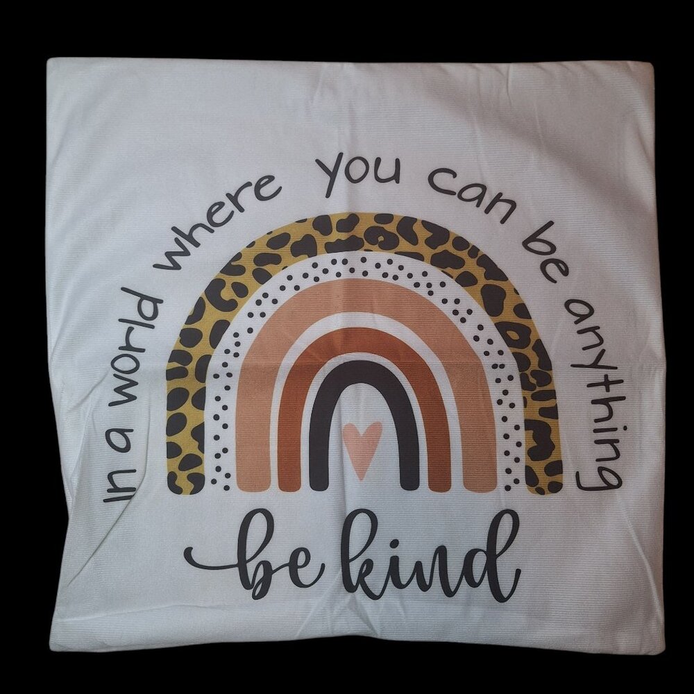 Decorative 17 Inch Pillow Cover Leopard Rainbow Be Kind‎ Quote Zipper Pouch